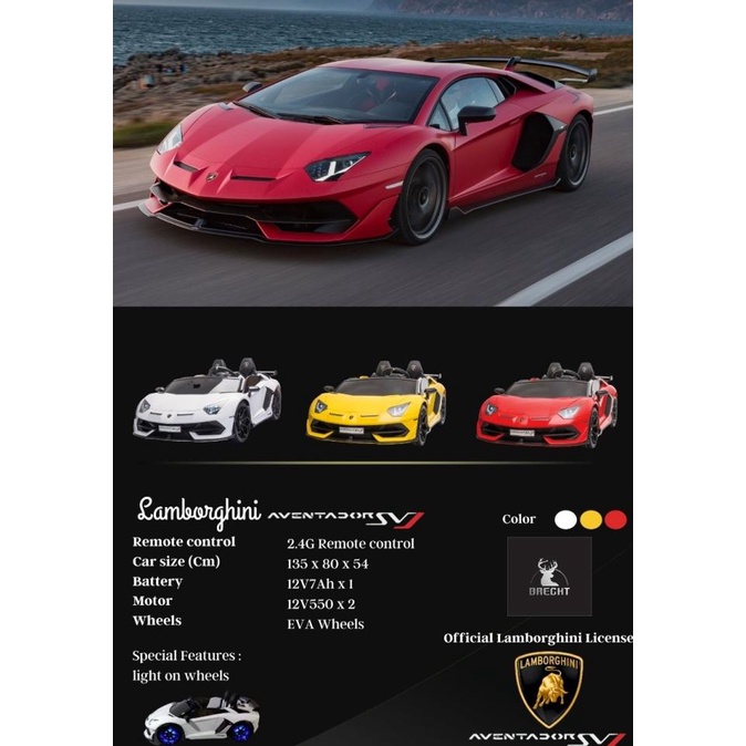 Mainan Mobil Aki Anak Unikid Uk 816 Lamborghini Aventador Ban Karet