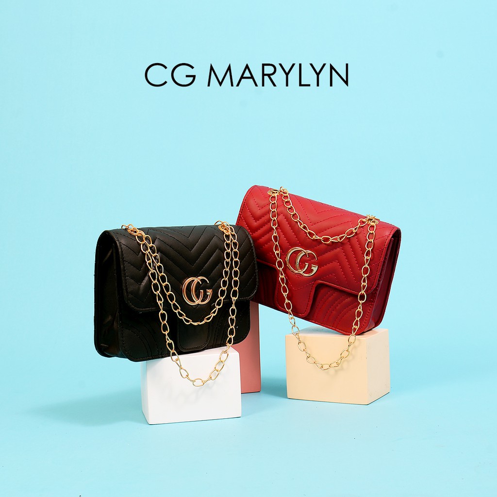 Cg Maryln | Sources.id Original  - Tas Selempang Wanita Bahu Lucu Kecil / Mini Tali Rantai Gold se P