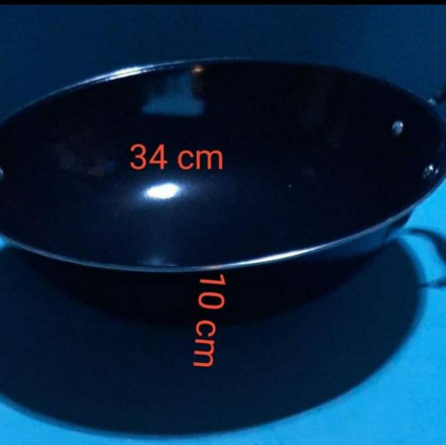 wajan penggorengan kuali masak enamel cm anti lengket 34cm 2 kuping