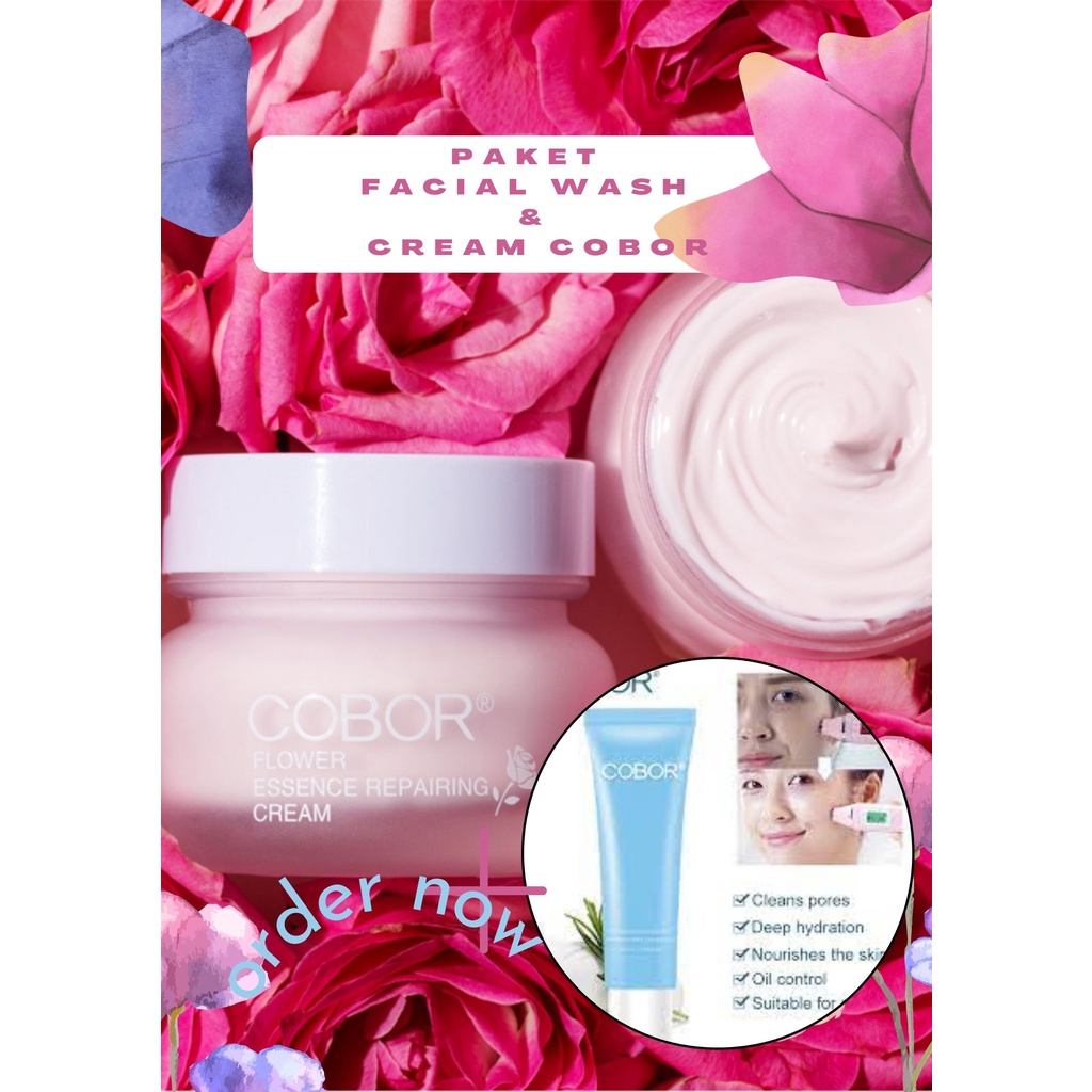 Paket COBOR Cream Flower Essene & COBOR Facial Wash Seaweed Essence