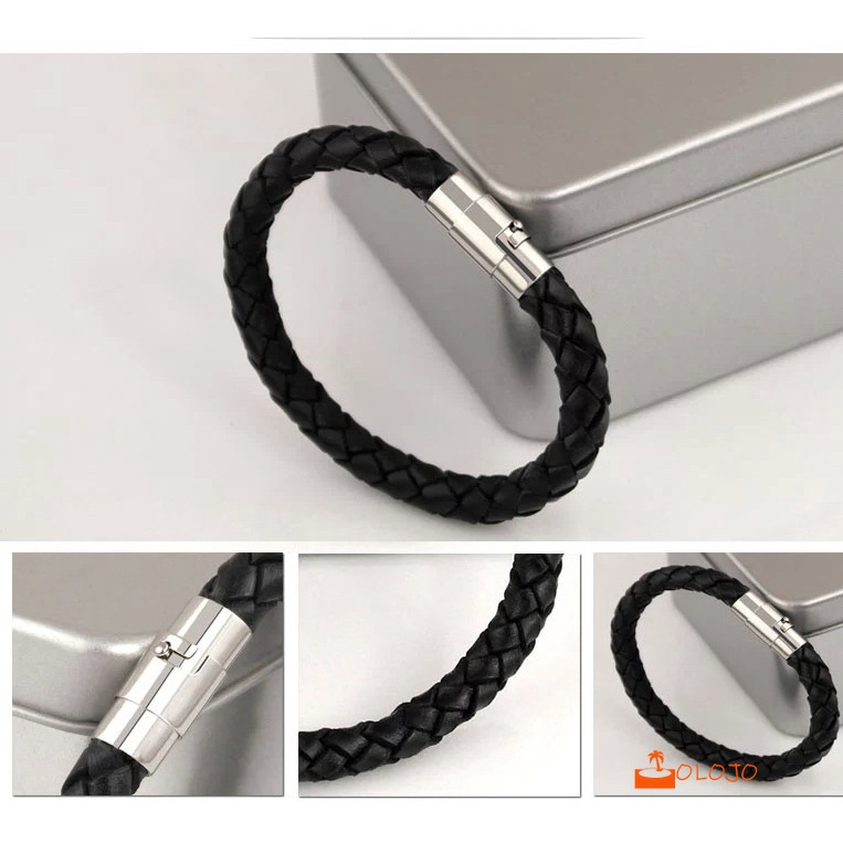 OLOJO  Korea Gelang Tali Kulit Kepang Manual Sederhana Untuk Pria Wanita
