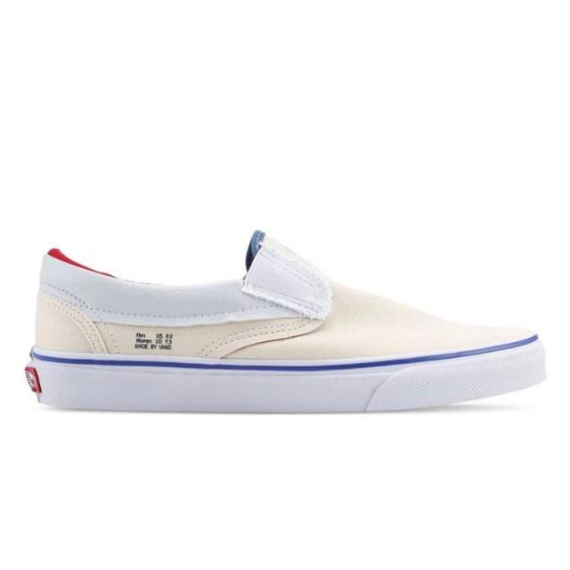 Vans Slip On Outside In Natural Stv Navy Red