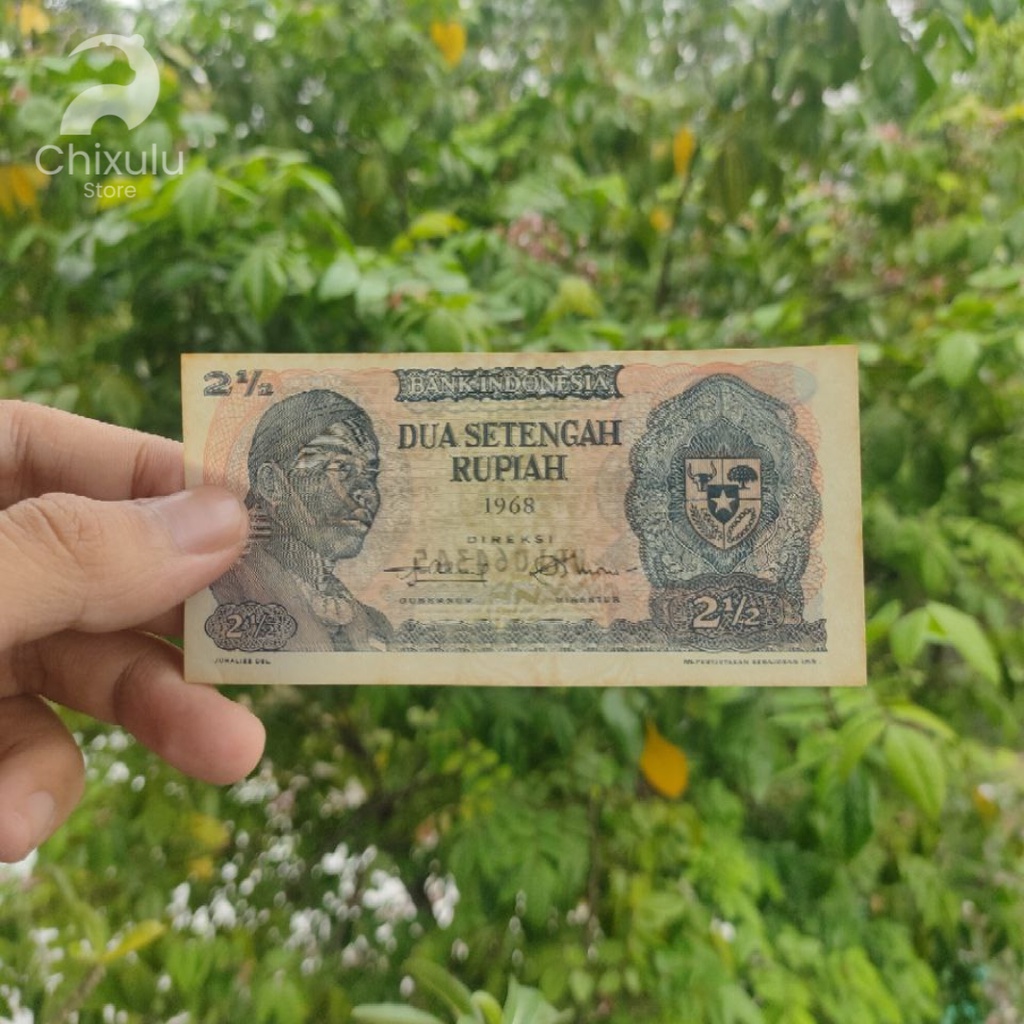 Uang Kertas Kuno Rp 2 1/2 ( 2 Setengah ) Sudirman Tahun 1968 | Uang Lama Indonesia