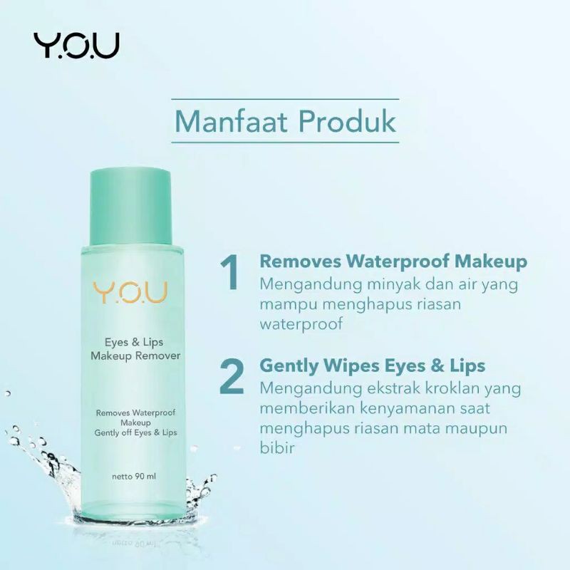 YOU Eyes and Lips Makeup Remover 90 ml / Removes Waterproof Makeup / Pembersih Makeup