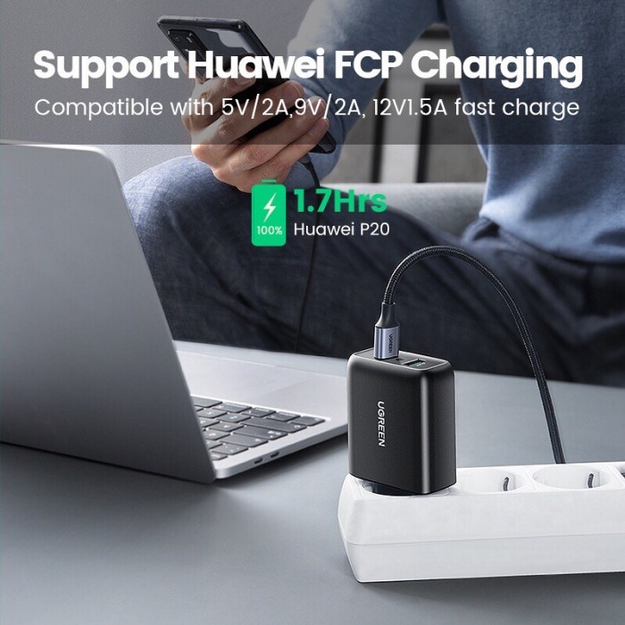 UGREEN Kepala Adaptor Charger Dual USB Adapter Wall Charger QC 3.0 Fast Charging 36W Oppo Vivo Samsung CD161 10216