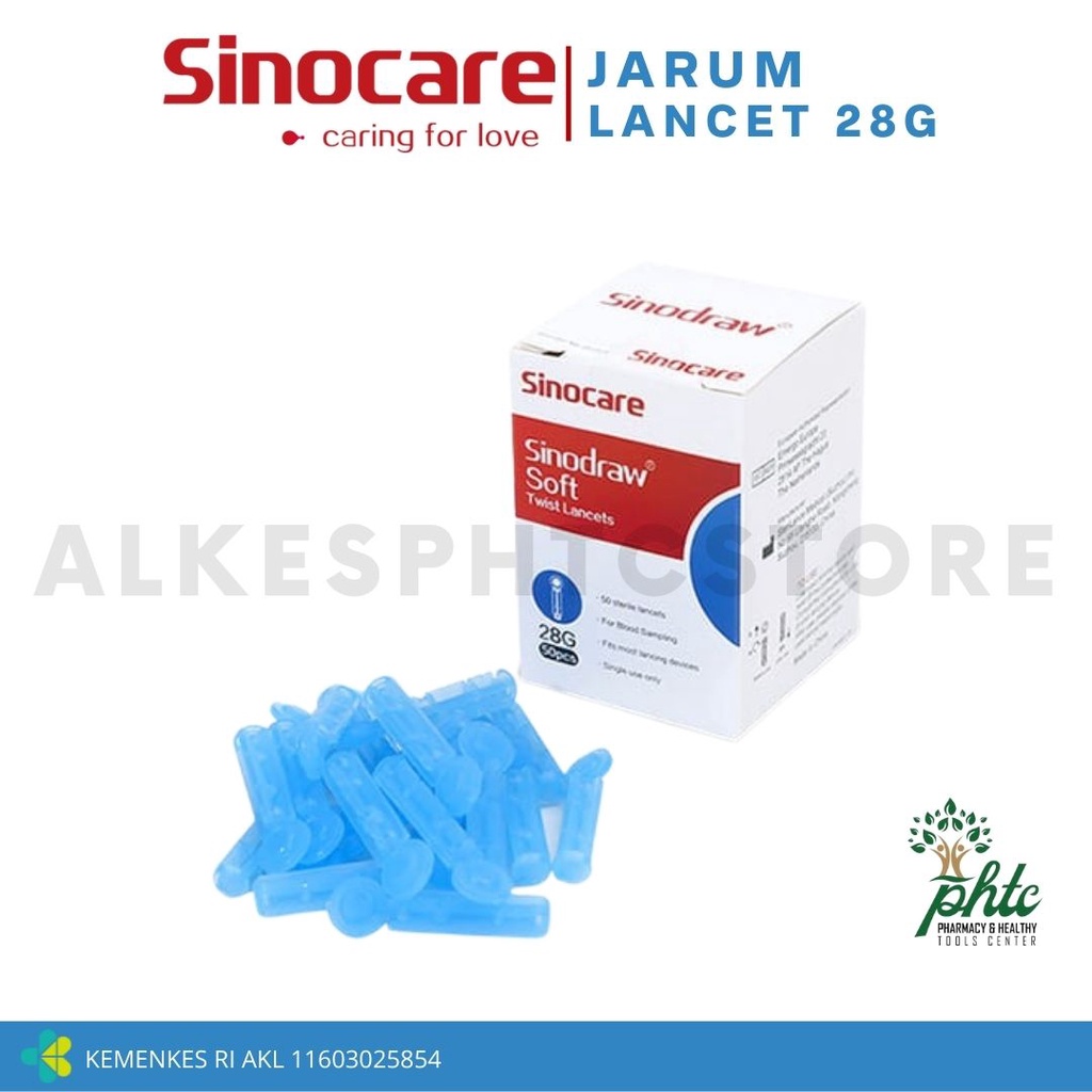 Jarum Lancet 28G Sinodraw Soft Twist Lancet Isi 50 pcs / Blood Lancet Untuk Cek Darah Gula Kolesterol Asam Urat