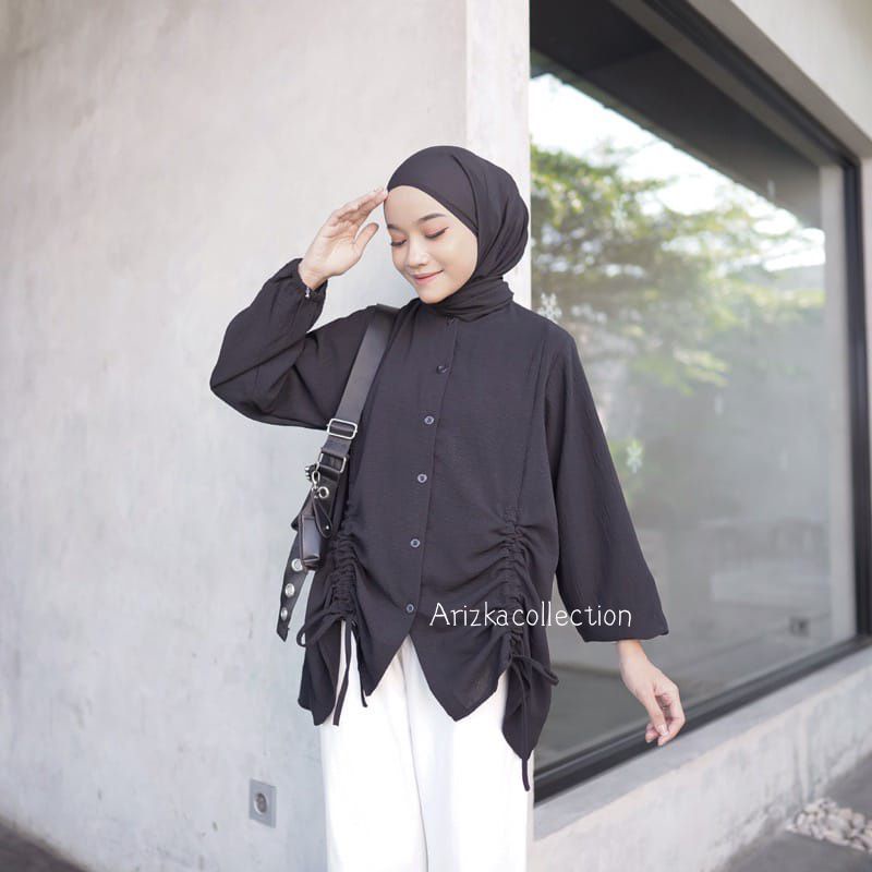 Kemeja Crinkle Wanita Model Megan Blouse Serut Crincle Airflow Atasan Wanita Terbaru Viral Kekinian 