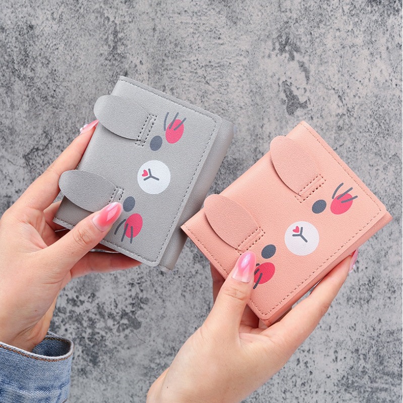 LOP Dompet Wanita Simple Lipat  Motif Kelinci Lucu Wallet Remaja Cute Korean Style By Chikoisme NR