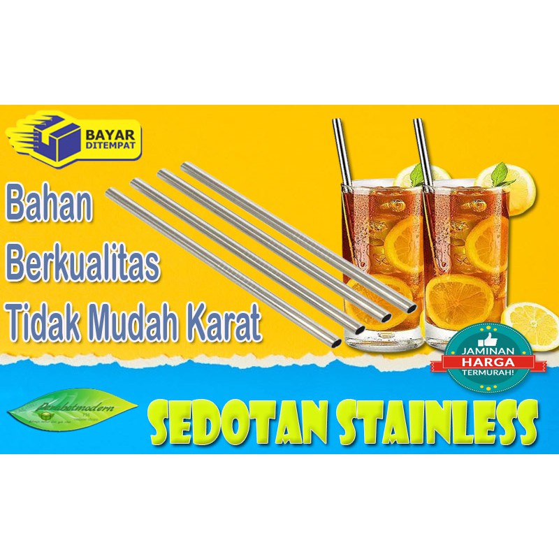 [ Bayar Di Tempat ] Sedotan StainLess Steel Besar Straw / Sedotan stainless besar 5 in 1