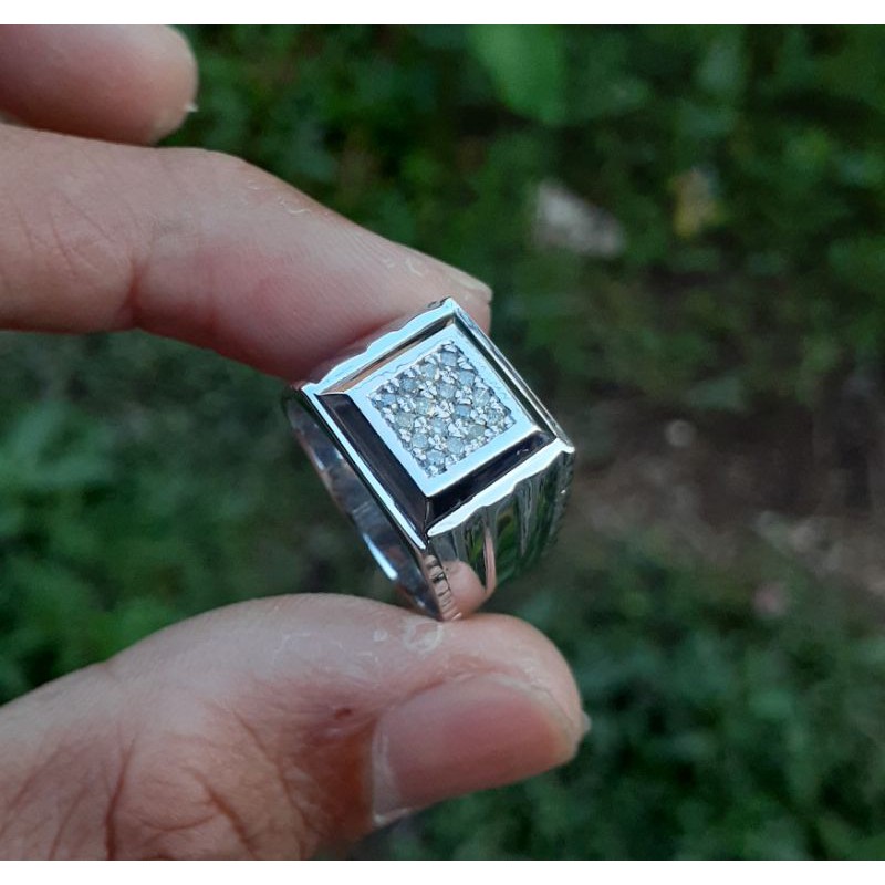 cincin perak pria simple mewah berlian eropa (silver/gold)