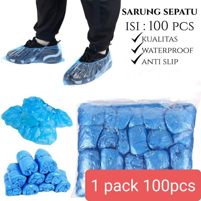 Sarung sepatu medis  isi 100pcs anti bakteri anti kuman plastik