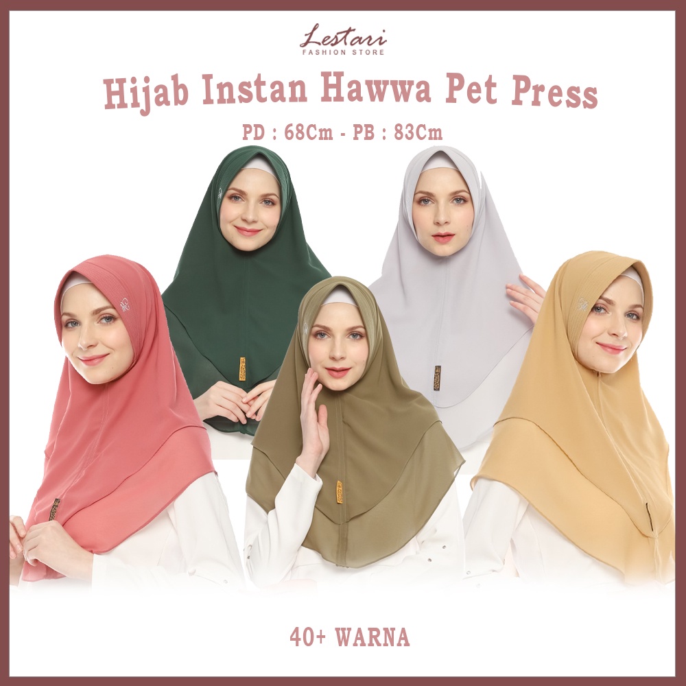 Hijab Instan Hawwa Pet Press - Hijab Jilbab Kerudung Krudung Pet Tali Instan Jersey Crinkle airflow 