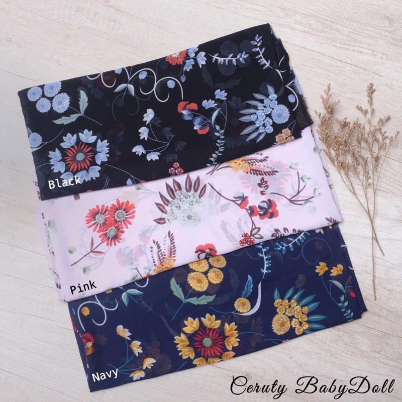 {BARU KAINNYA SAJA} CERUTY BABYDOLL MOTIF / HIJAB PASHMINA / HIJAB SYARI BUNGA 2