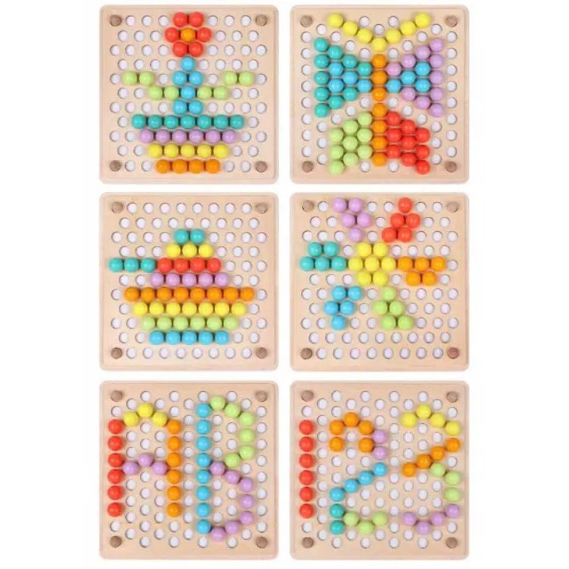 Mainan Edukasi Malang- PEARL MEMORY BEAD HOLDER Colorful beads - Montesori melatih motorik anak-3