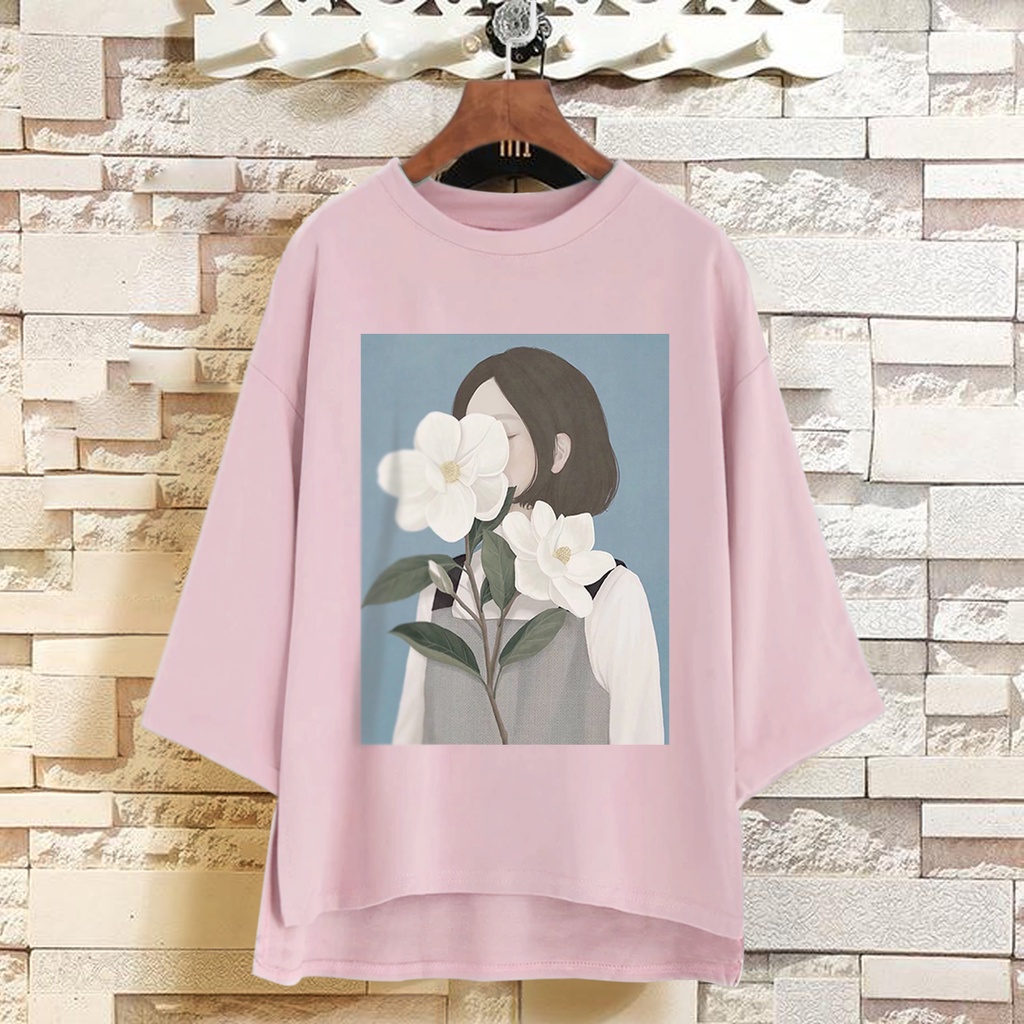 Puffy_id Kaos tunik wanita oversize FLOWER GIRLS tshirt big size wanita