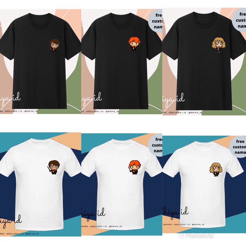 Kaos Sablon Harry Potter / Shirt hufflepuff Slytherin Ravenclaw