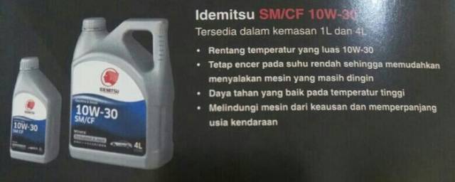 Oli Mobil Idemitsu SM CF 10W30 10W-30 10-30 10/30 10W/30 Kemasan 1 Liter