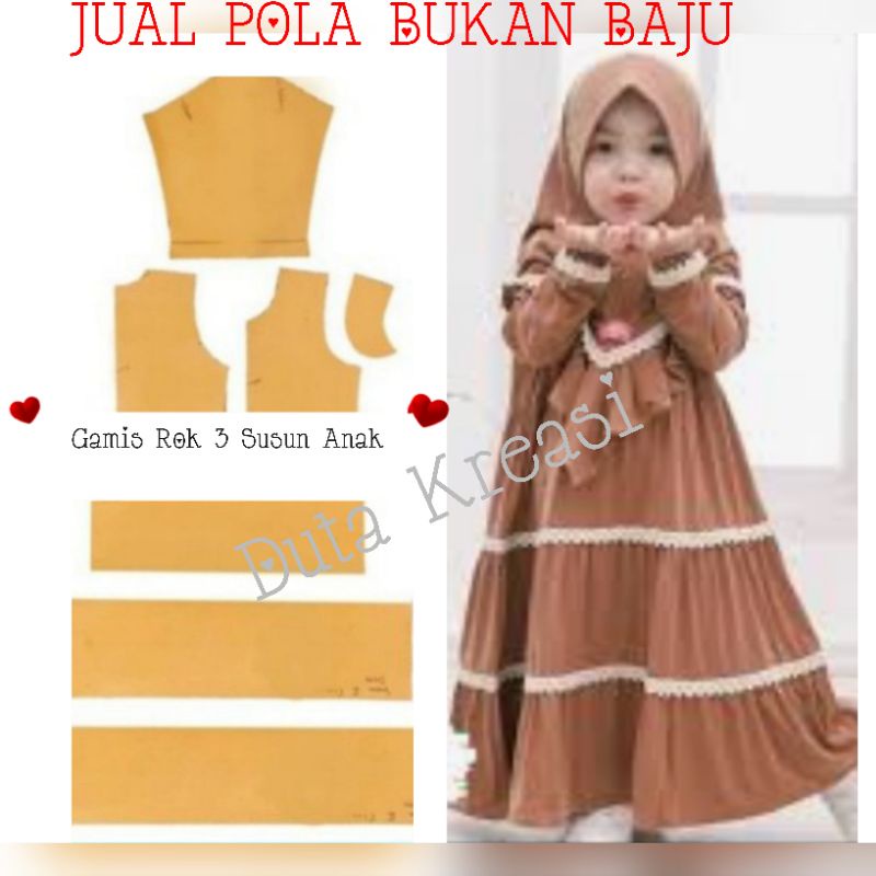 Pola Gamis Anak Rok Susun 3 - JUAL POLA BUKAN BAJU
