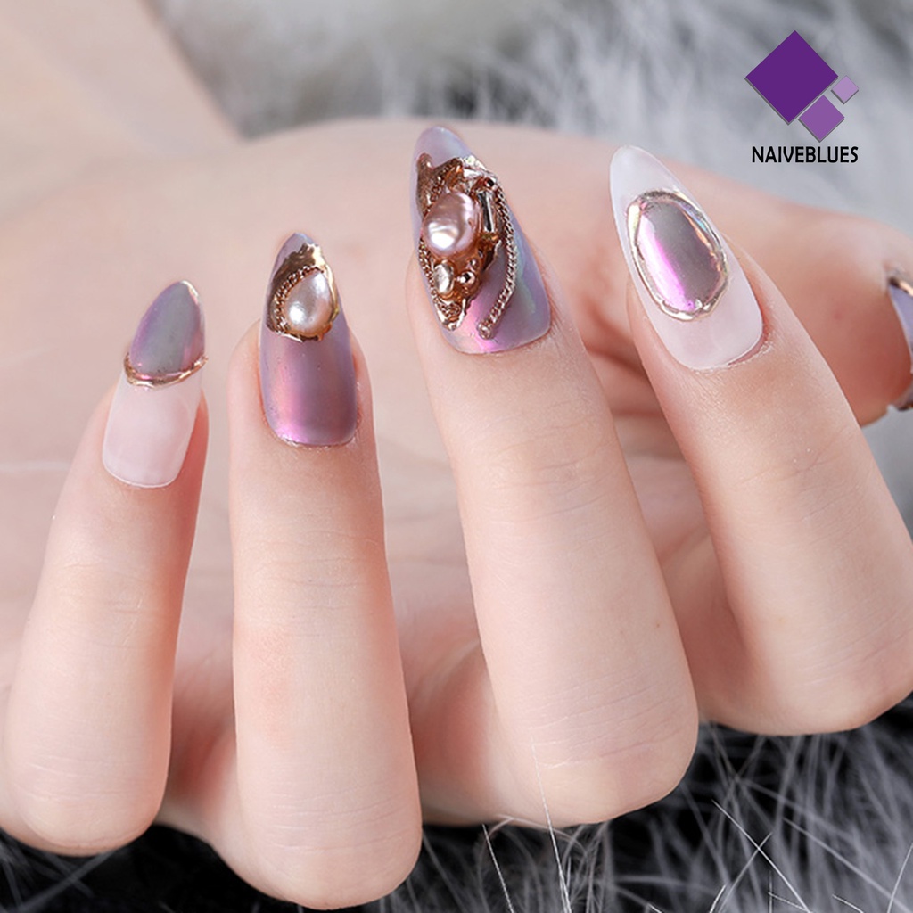 Naiveblue 1 Kotak Mutiara / Kerang / Batu Untuk Aksesoris Nail Art DIY