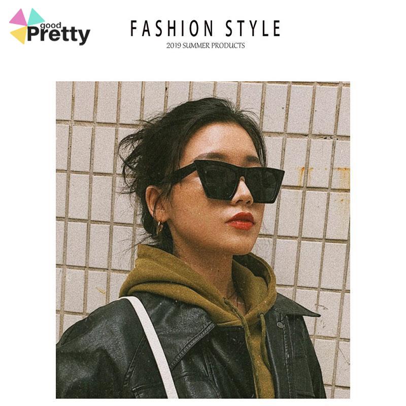 Kacamata Hitam Wanita Model Retro Kotak Tepi Lebar Ringan - PD