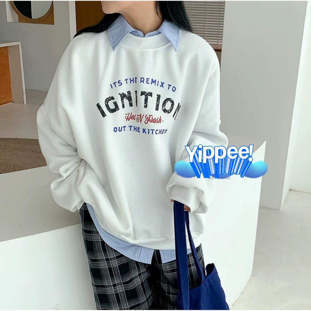 SWEATER WANITA IGNITIOII//ATASAN WANITA FLEECE TEBAL TERBARU,