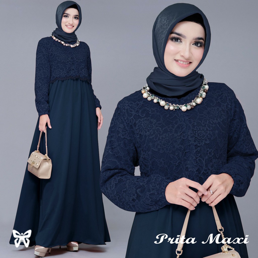 HOPYLOVY - Gamis Wanita Brukat Maxi Prita