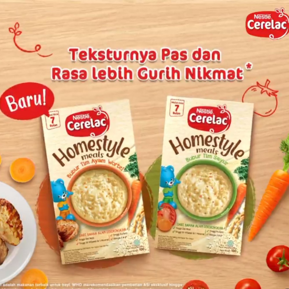 Nestle Cerelac Homestyle Meals Bubur Bayi 100 gram / Tim Ayam Wortel &amp; Tim Sayur / MPASI 6 7 8 bulan+