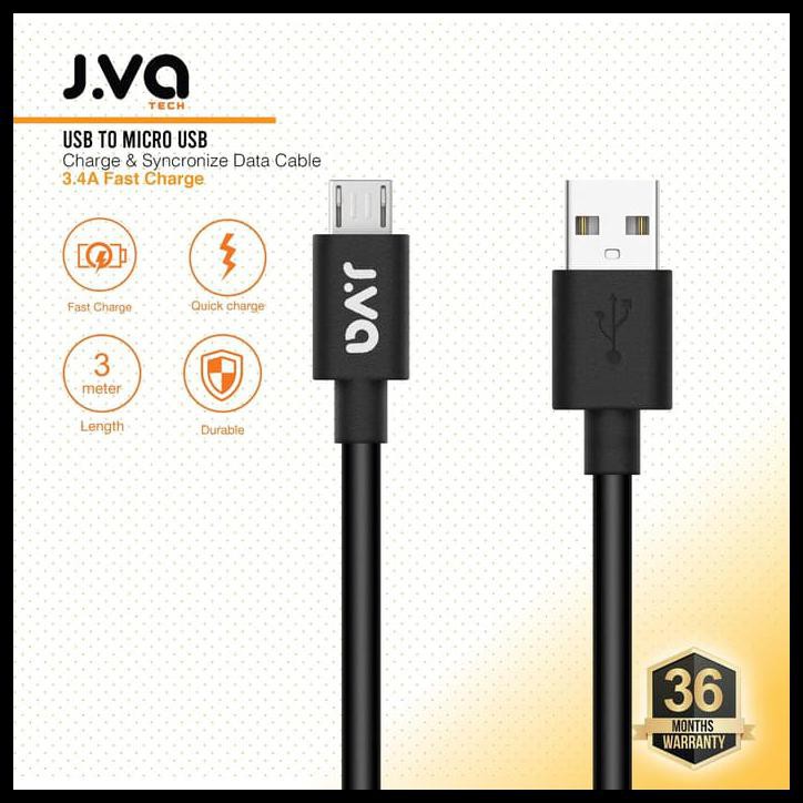 J.Va Tech Micro Usb Cable 3M ‑ Black