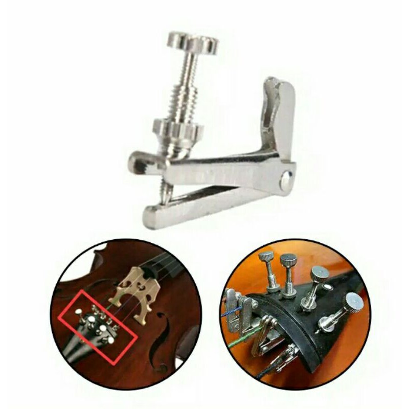 Fine Tuner untuk biola / violin size 3/4 dan 4/4 warna silver FTSB44