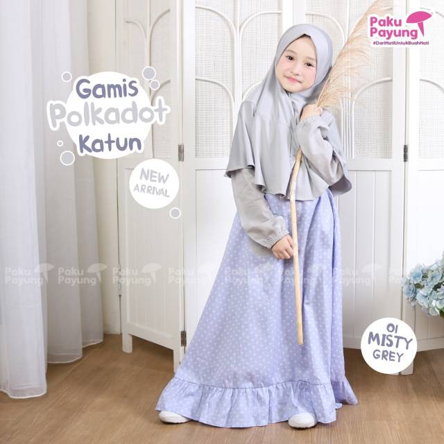 Gamis Polcadot Katun Uk. M, L , XL (sz 4-8th)