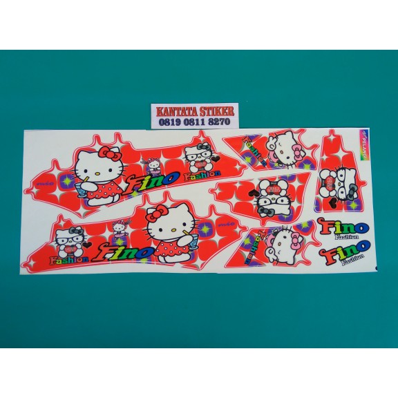 promo stiker motor /striping motor mio fino hello kitty Merah murah