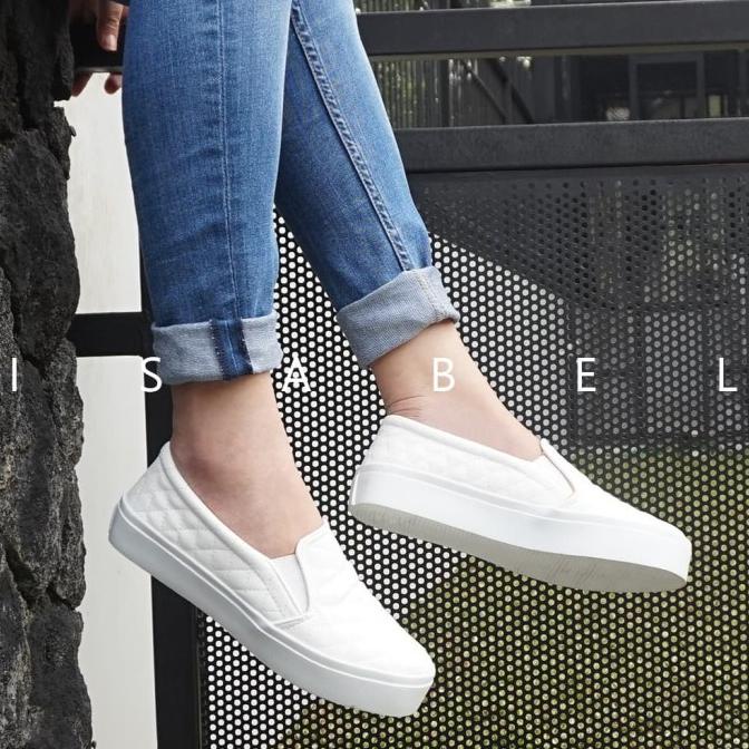 BISA COD Isabel AADC Sepatu Kets Santai Wanita Slip On Shoes White Putih/SEPATU WAITA SNEAKERS/SEPAT