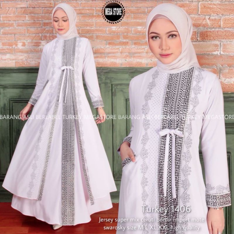 GAMIS ABAYA PUTIH // GAMIS ARAB// GAMIS HITAM BORDIR PAYET PESTA