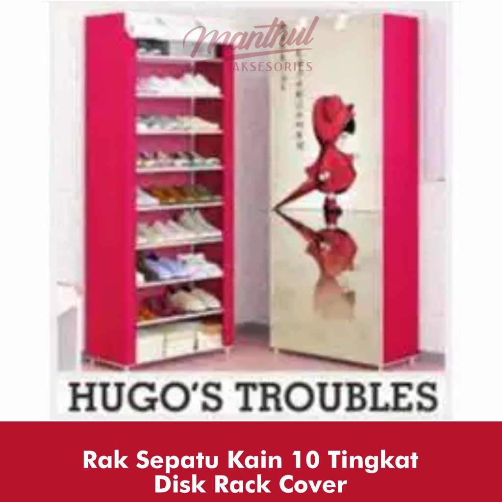 Rak Sepatu Kain 10 Tingkat Disk Rack Cover