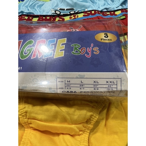 (3pcs) celana dalam anak karet boxer AGREE AG202 boy cowo laki kotak mika