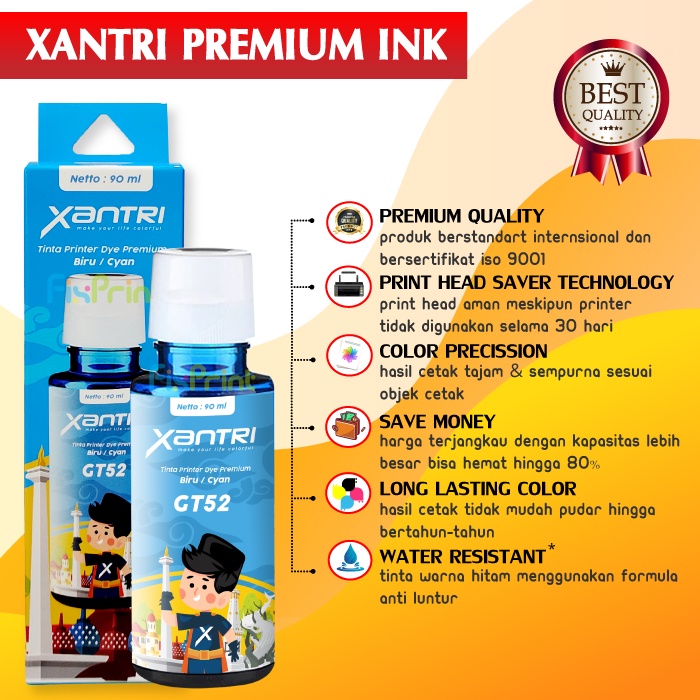 Tinta Premium Xantri GT52 GT53 GT 52 GT 53 Printer HP GT5810 115 315 319 350 415 419 410 450 510 550