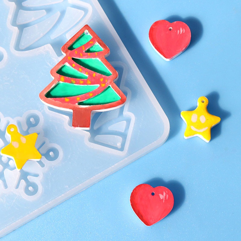 Cetakan Lem Drop Bentuk Bintang Snowflake Pohon Natal Untuk Anting Kalung