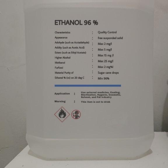 Alat Lab | Ready Alkohol / Etanol Ethanol Teknis 5 Liter 96 Dan 70 Persen