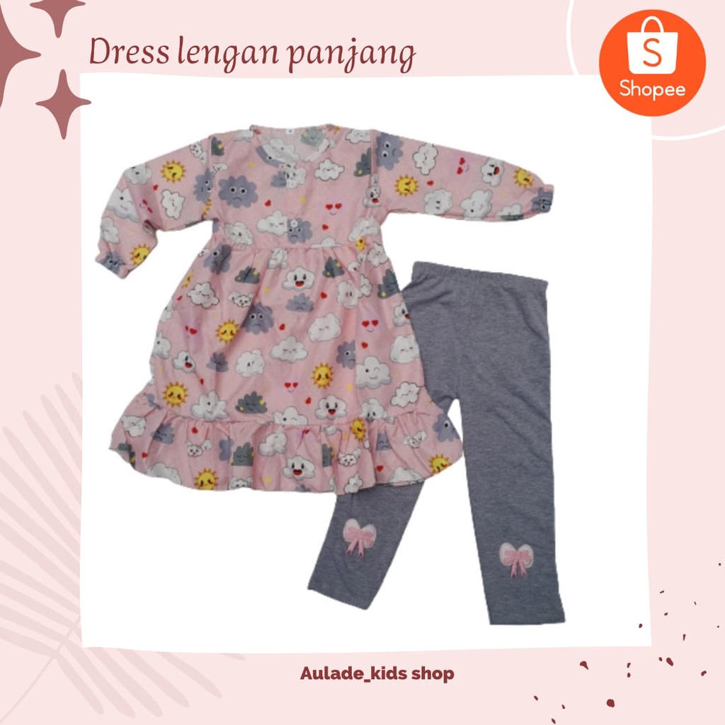 SET BAJU ANAK PEREMPUAN MIDI DRESS KATUN / Tunik anak / BAJU ATASAN KATUN & LEGGING USIA 2-6 TAHUN B