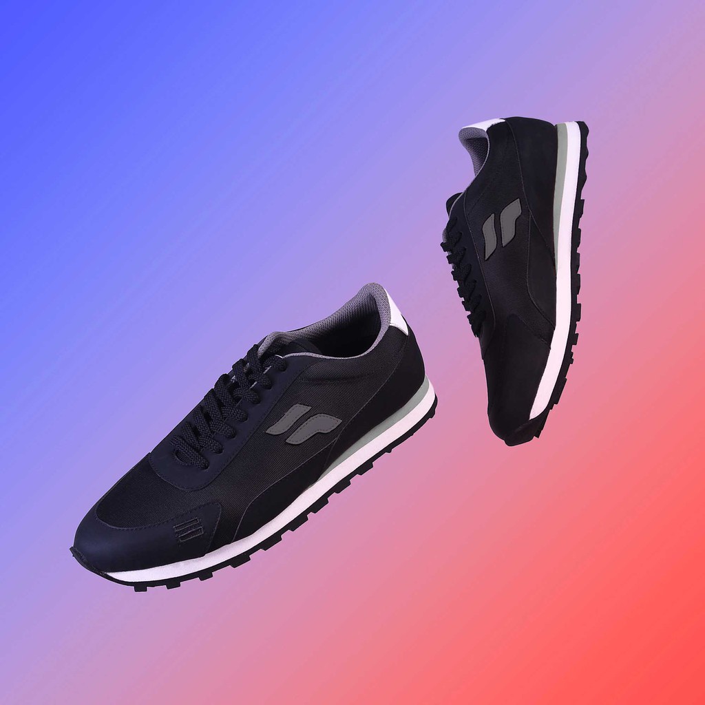 Sepatu Sneakers Kanvas Kets Running Sport Pria Cowok Men Footwear |Fusion Black| FORIND x FSTP