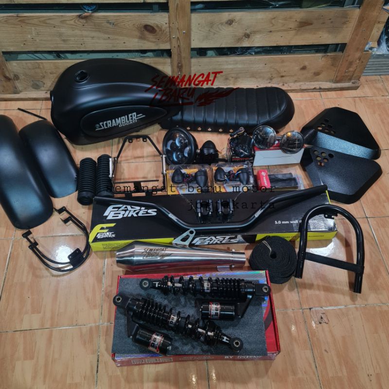 FLASH SALE PAKET JAPSTYLE THUNDER 125 MODEL SCRAMBLER KUALITAS BAGUS FULLSEMOTOR COSTUM COSTUME