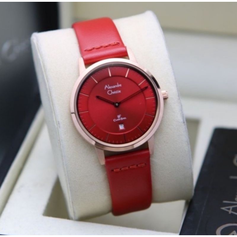 Jam Tangan Alexandre Christie AC 8639/AC8639 Red Rosegold Original