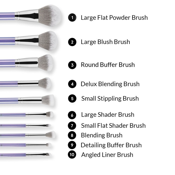 BH Cosmetics Hello Holo 10 Pcs Brush Set Bonus Holographic Bag