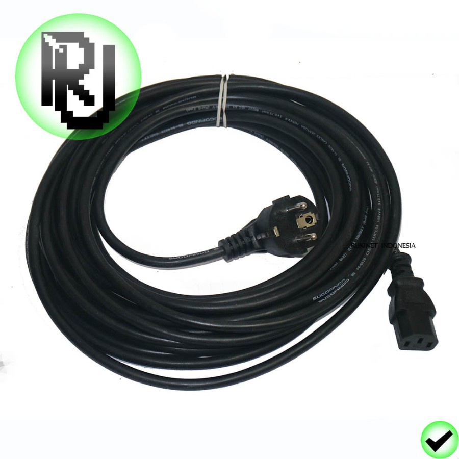 10m Kabel Power Tebal 0.75mm / 1.5mm SNI Untuk PSU PC UPS CPU Komputer / Monitor / Projector / Proyektor 10 Meter