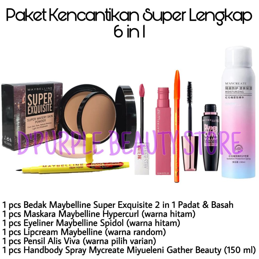 Paket Kecantikan Super Lengkap 6 In 1 -Paket Kosmetik Maybelline Super Lengkap 6 In 1