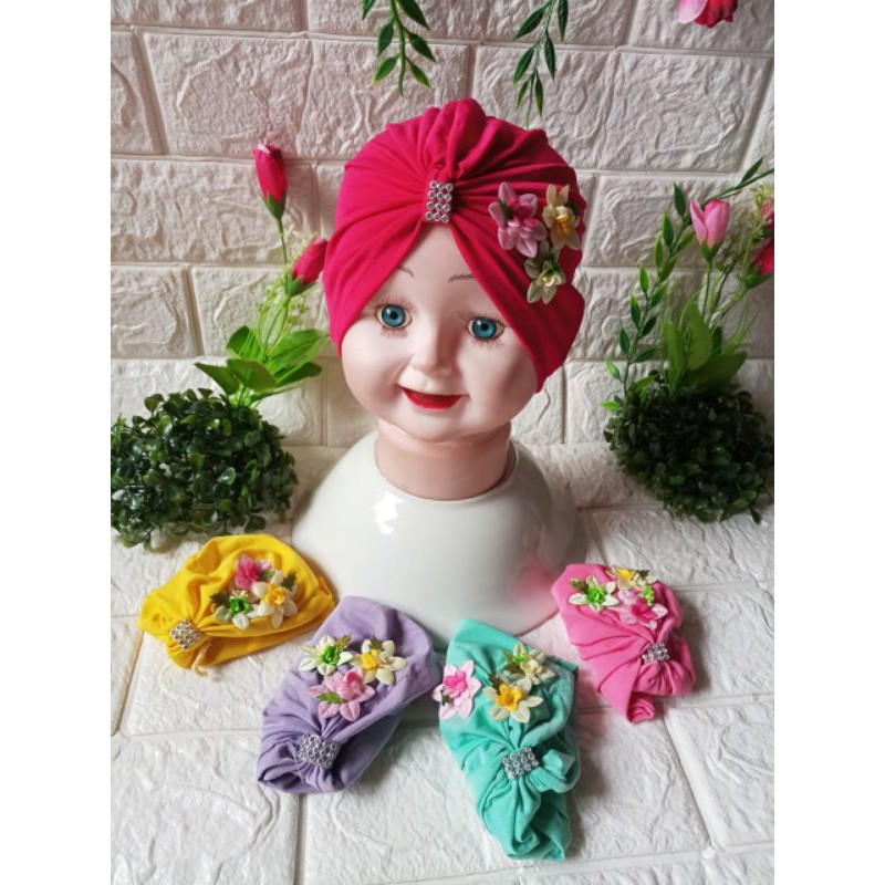 Ciput anak bayi kerut bunga