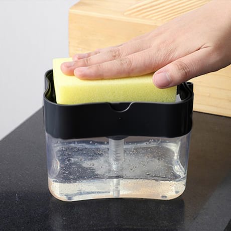 Dispenser Sabun &amp; Holder Spons Cuci Piring 2in1 Termasuk Spons Sponge Cuci Piring