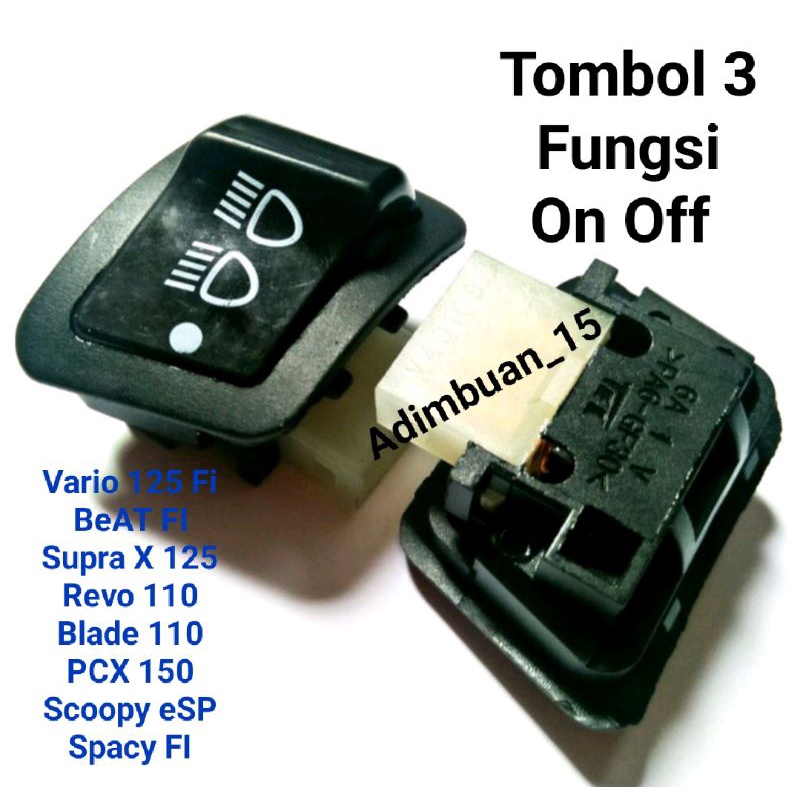 Jual Saklar Tombol Dim On Off 3 Fungsi BeAT Fi / Vario Fi (KYZ ...