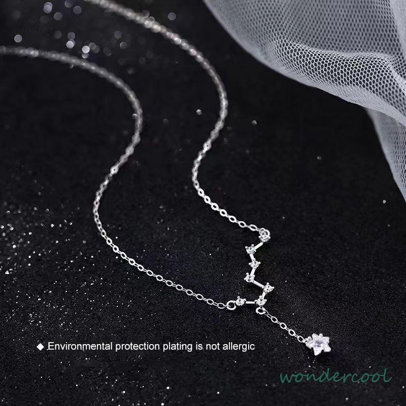 Big Dipper Wanita Trendy Temperamen Cahaya Mewah Desain Niche Rumbai Kalung Indah Sederhana-Won