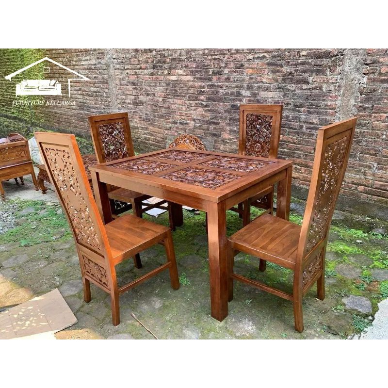 Meja makan ukir jati jepara / Kursi makan jati / Kursi makan minimalis / Kursi jati / Meja makan jat
